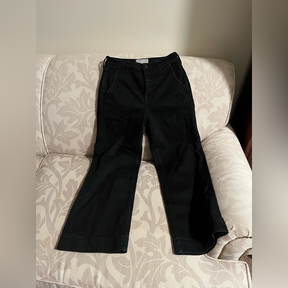 Everlane Wide leg black ankle jeans